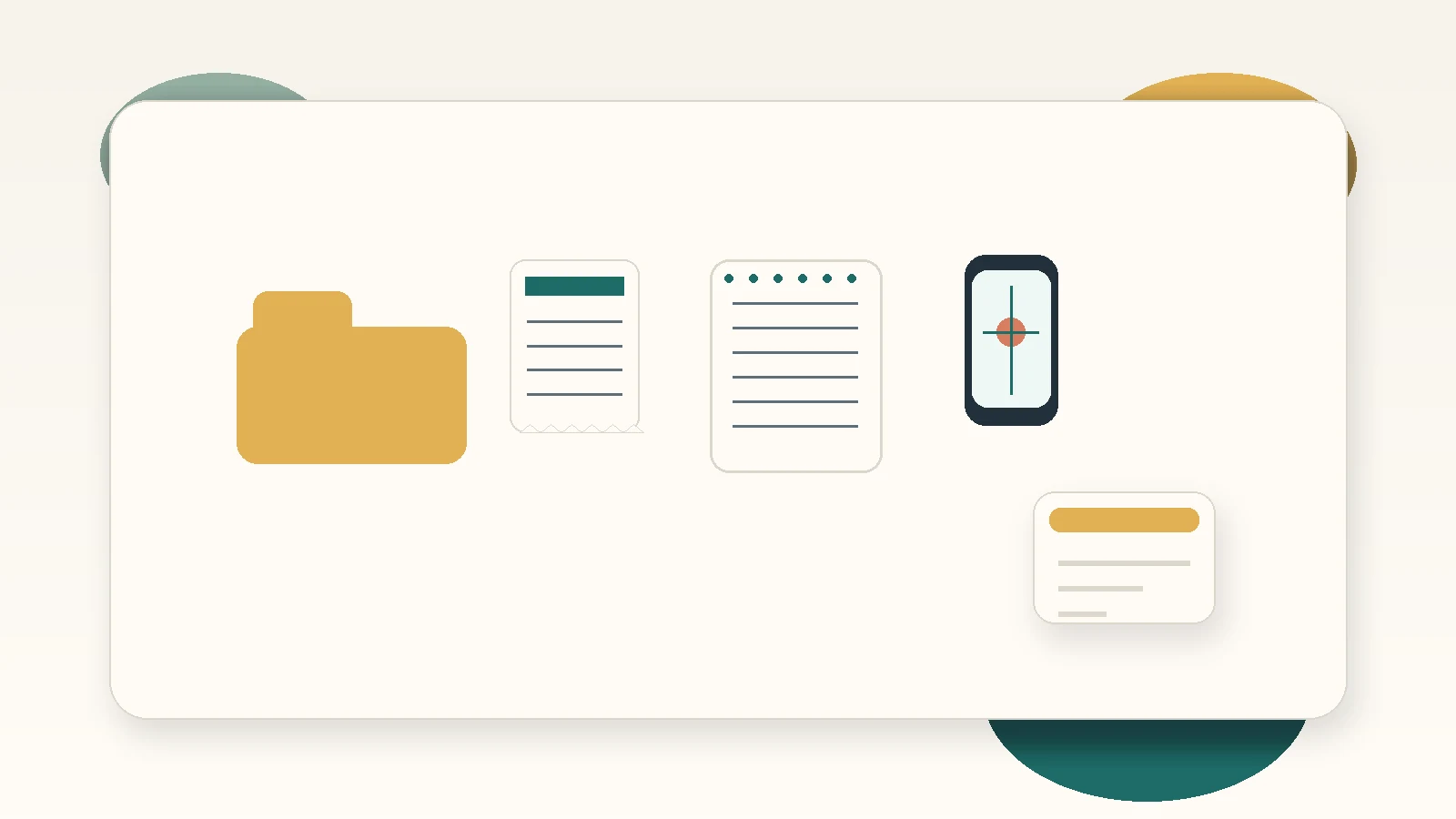 Illustration of receipts, folders and notes for record keeping for tax deductions in Australia
